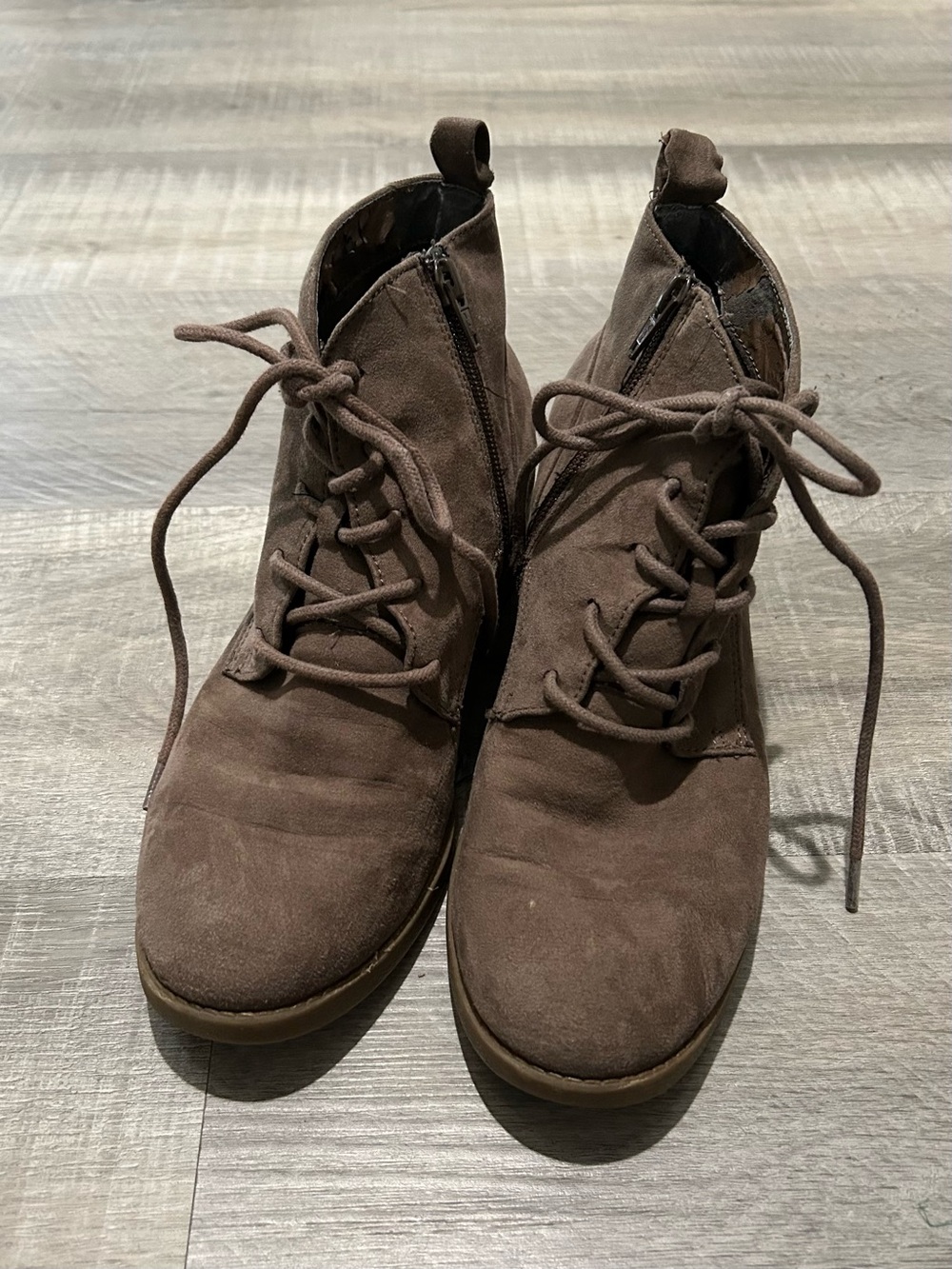 Women's Brown Lace-Up Suede Ankle Boots